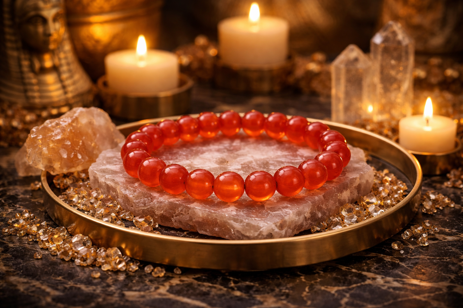 Pulsera Nefertari – Fuego Sagrado (Carnelian / Red Agate)