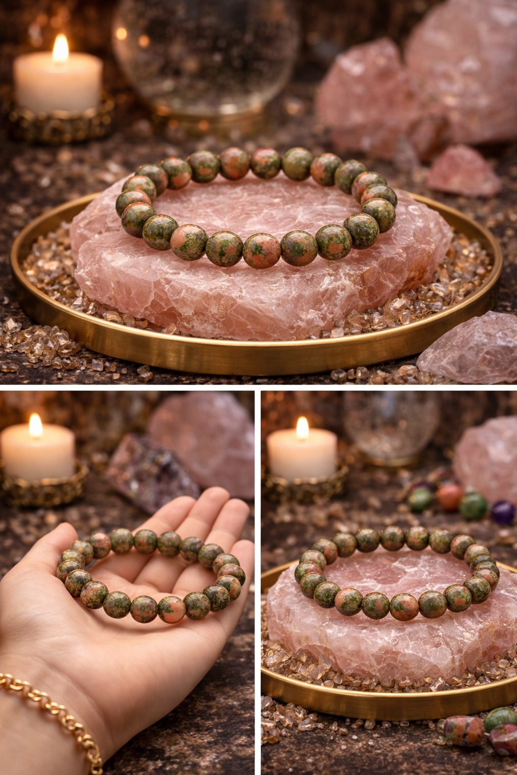 Pulsera Nefertari – Sanación del Corazón (Unakite Premium)